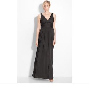 Monique Lhuiller Black chiffon ruched dress